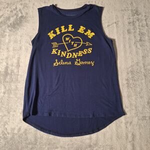 SELENA GOMEZ Shirt Womens XL Blue Tank Top Kill Em With Kindness Pop Music